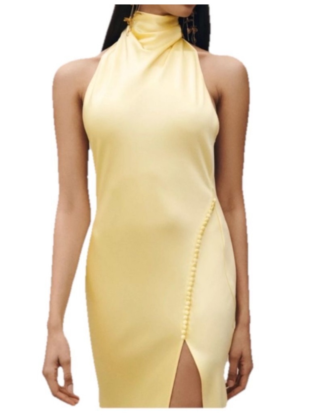 SAU Lee Penelope Satin Gown Maxi Dress in Popcorn Yellow size 10 - Picture 3 of 10